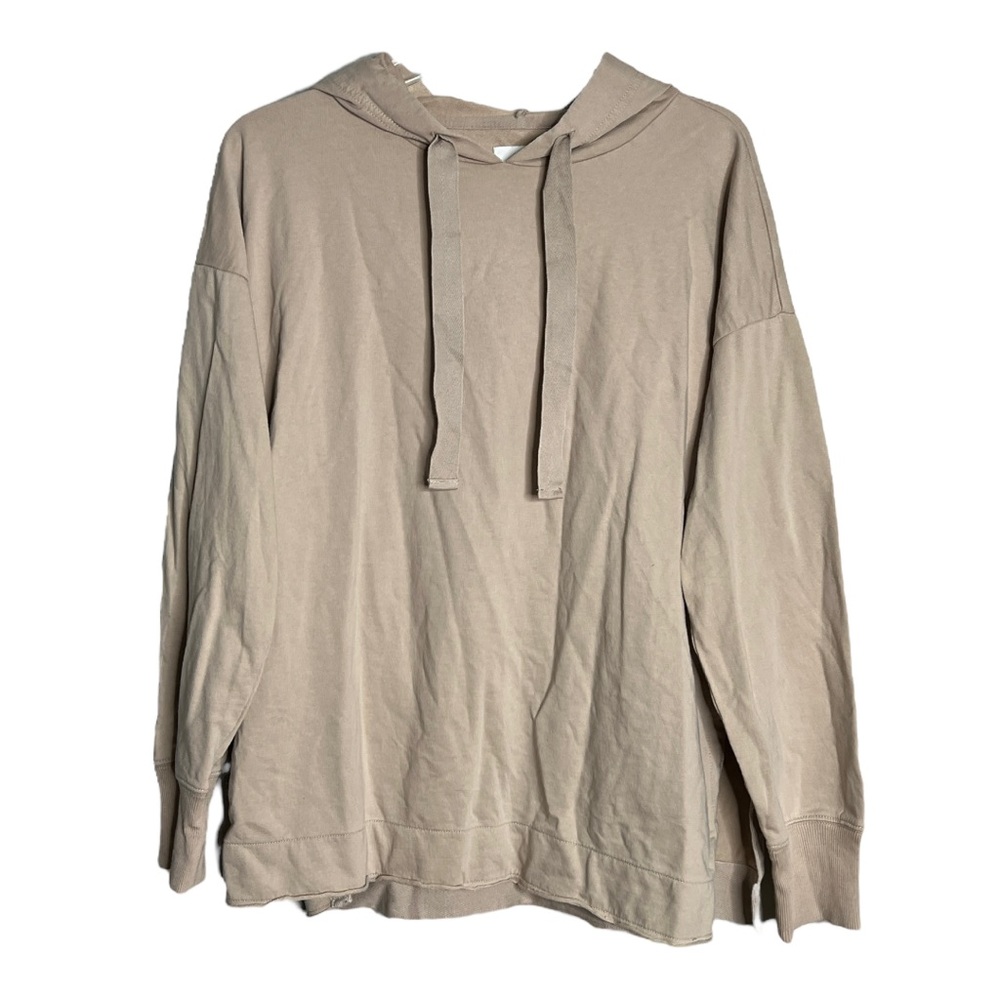Aerie Oversized Hoodie Sweatshirt Tan Wide Drawstring Relaxed Fit Comfy